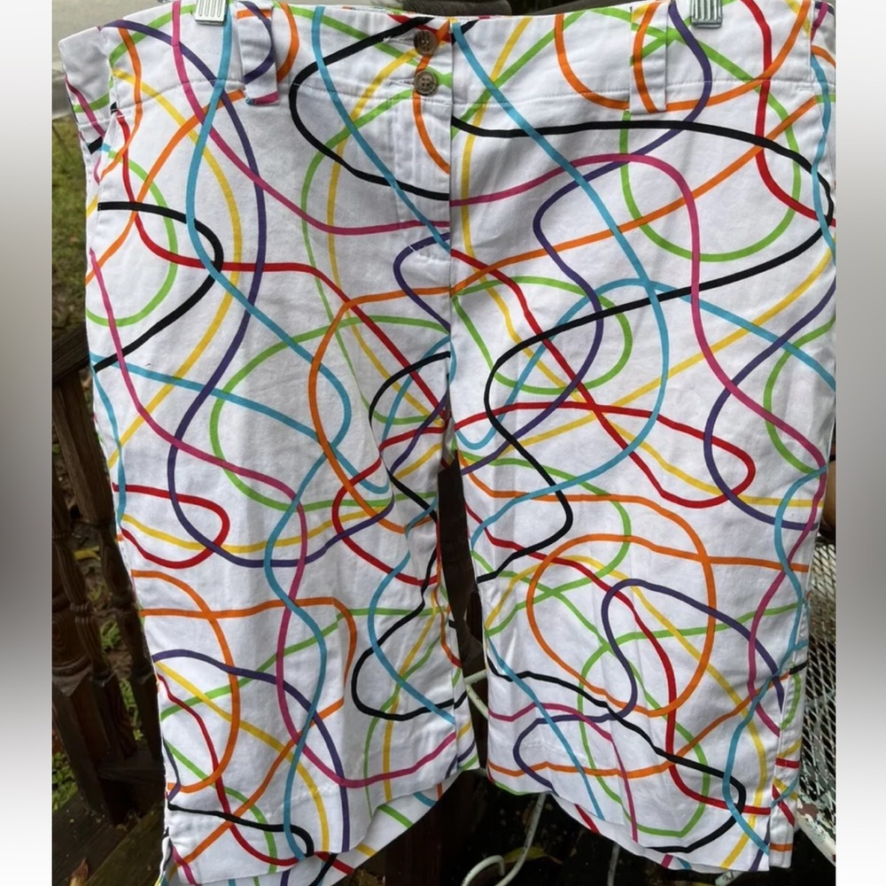 Loudmouth Golf Bermuda Shorts 16 Scribbles Scribblz Orange Blue Green Red Womens